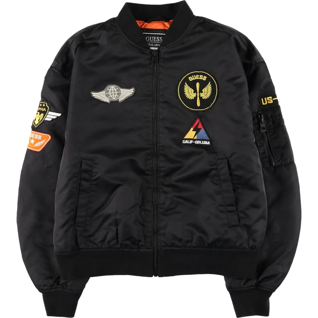 Guess Oversized Fit Padded Military Flight Jacket (Men's Size L equivalent) polyamide black type Vintage Second Hand