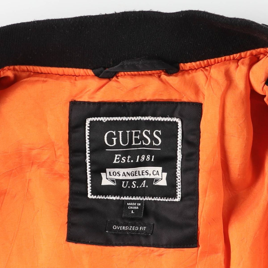 Guess Oversized Fit Padded Military Flight Jacket (Men's Size L equivalent) polyamide black type Vintage Second Hand