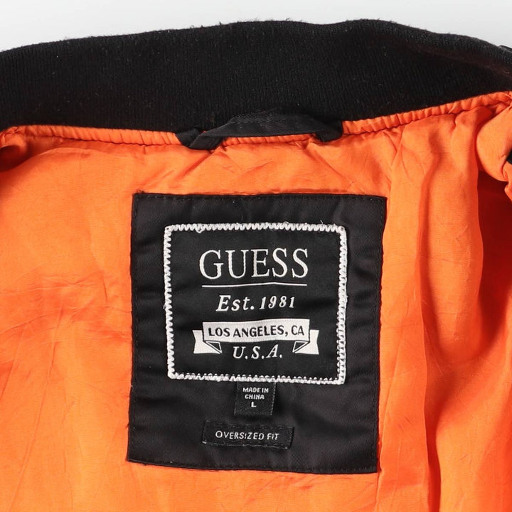 Guess Oversized Fit Padded Military Flight Jacket (Men's Size L equivalent) polyamide black type Vintage Second Hand