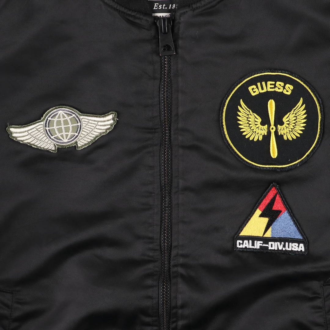 Guess Oversized Fit Padded Military Flight Jacket (Men's Size L equivalent) polyamide black type Vintage Second Hand