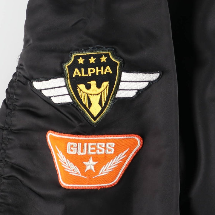Guess Oversized Fit Padded Military Flight Jacket (Men's Size L equivalent) polyamide black type Vintage Second Hand