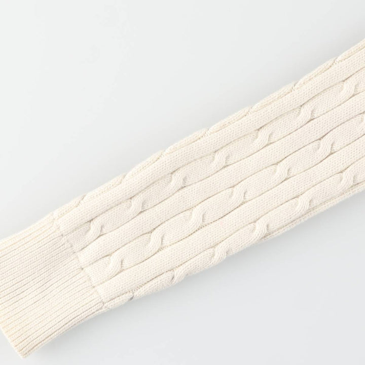 Ralph Lauren cable knit V-neck cotton knit sweater, size M cotton ivory Vintage Second Hand