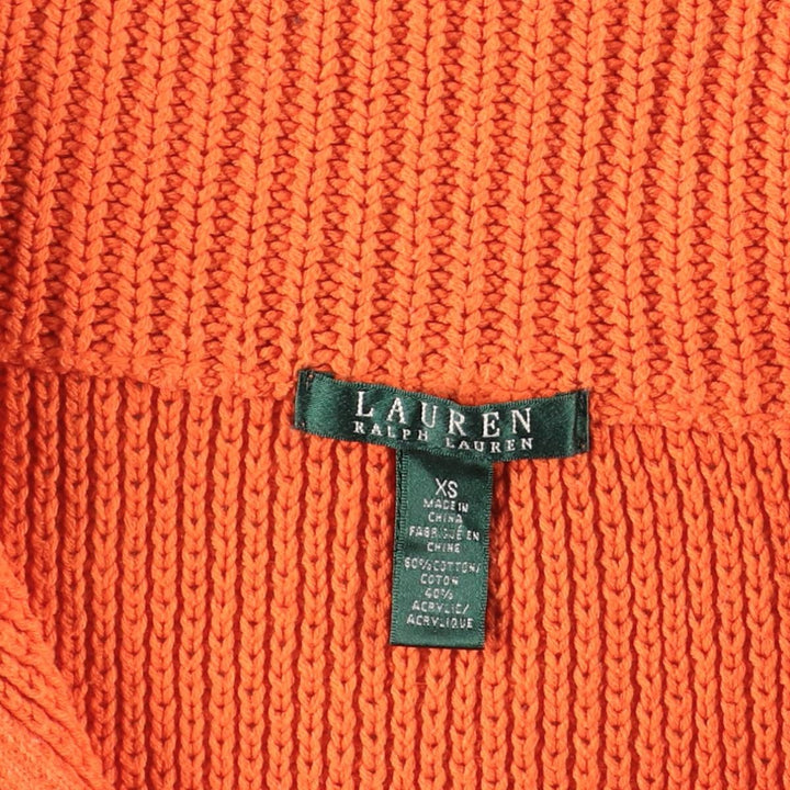 Ralph Lauren LAUREN Shawl Collar Cotton Knit Sweater, Women's Size XS (approx.) cotton orange type Vintage Second Hand