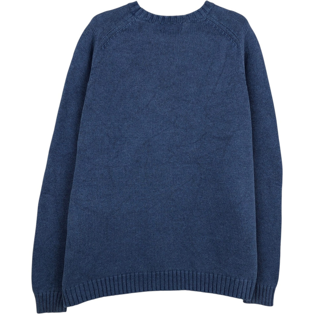 2000'S Lands' End cotton knit sweater, women's size XL (approx.) cotton blue type Vintage Second Hand
