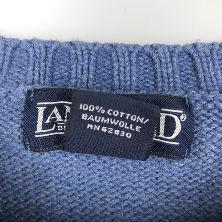 2000'S Lands' End cotton knit sweater, women's size XL (approx.) cotton blue type Vintage Second Hand