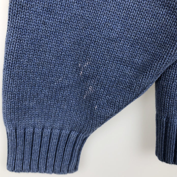 2000'S Lands' End cotton knit sweater, women's size XL (approx.) cotton blue type Vintage Second Hand