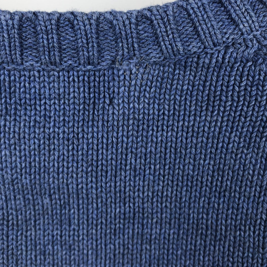 2000'S Lands' End cotton knit sweater, women's size XL (approx.) cotton blue type Vintage Second Hand