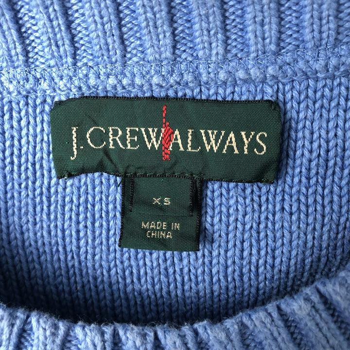 90'S J.Crew cotton knit sweater, women's size XS. cotton Blue type light blue Vintage Second Hand