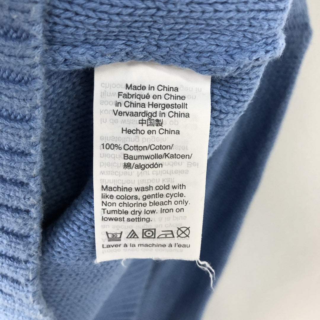 90'S J.Crew cotton knit sweater, women's size XS. cotton Blue type light blue Vintage Second Hand