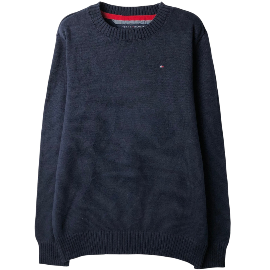 Tommy Hilfiger cotton knit sweater, women's size L (approx.) cotton navy blue type Vintage Second Hand