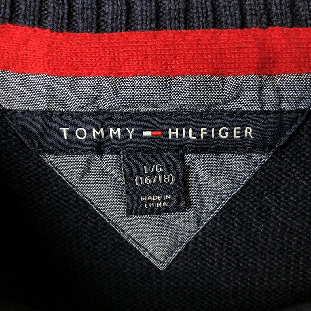 Tommy Hilfiger cotton knit sweater, women's size L (approx.) cotton navy blue type Vintage Second Hand