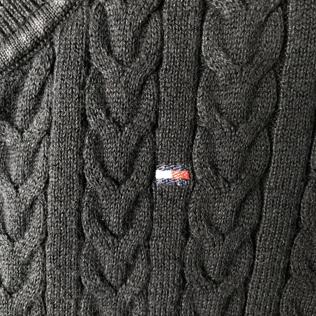 Tommy Hilfiger cable knit cotton sweater, women's size L (approx.) cotton black type Vintage Second Hand