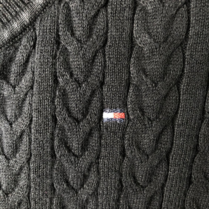 Tommy Hilfiger cable knit cotton sweater, women's size L (approx.) cotton black type Vintage Second Hand