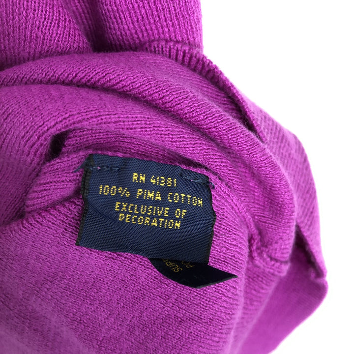 Ralph Lauren POLO RALPH LAUREN PIMA COTTON V-neck knit sweater, women's size M (approx.) Pima Cotton purple type Vintage Second Hand