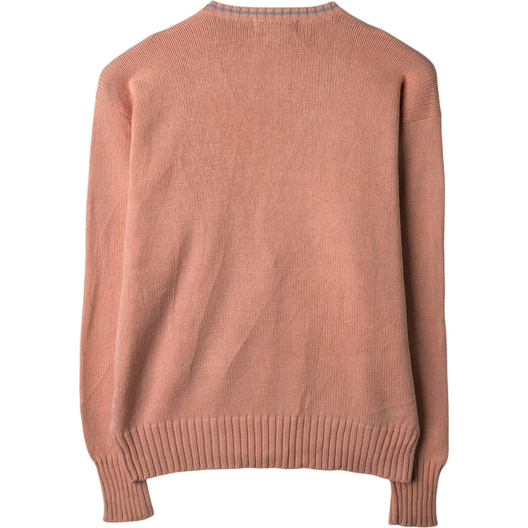 Ralph Lauren POLO by Ralph Lauren V-neck cotton knit sweater, men's size L cotton coral Vintage Second Hand