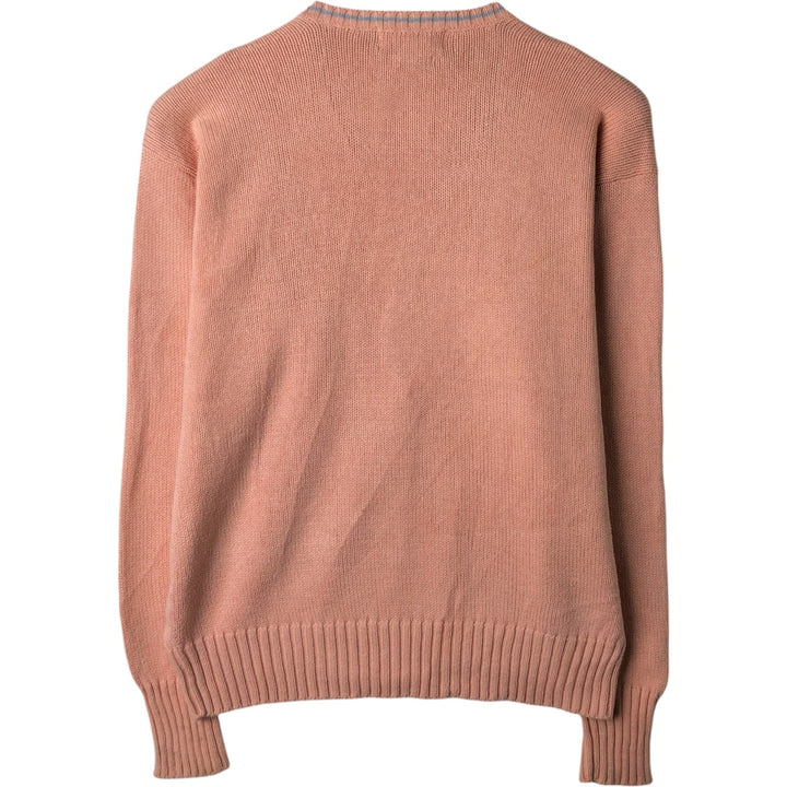 Ralph Lauren POLO by Ralph Lauren V-neck cotton knit sweater, men's size L cotton coral Vintage Second Hand
