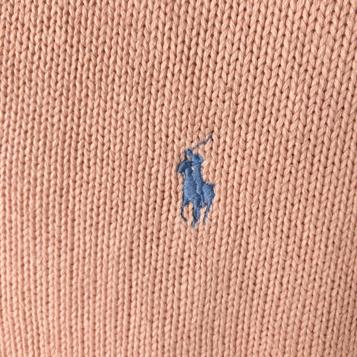 Ralph Lauren POLO by Ralph Lauren V-neck cotton knit sweater, men's size L cotton coral Vintage Second Hand
