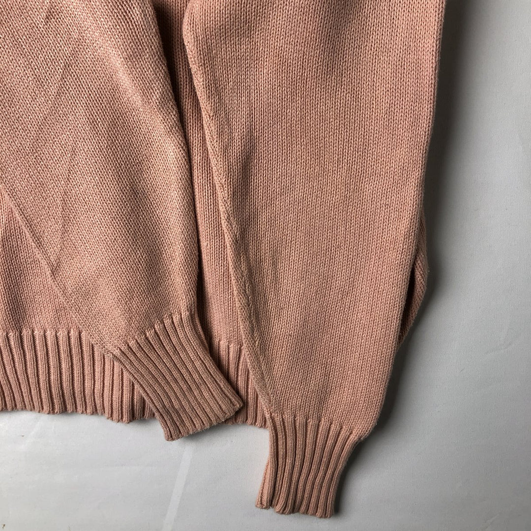 Ralph Lauren POLO by Ralph Lauren V-neck cotton knit sweater, men's size L cotton coral Vintage Second Hand