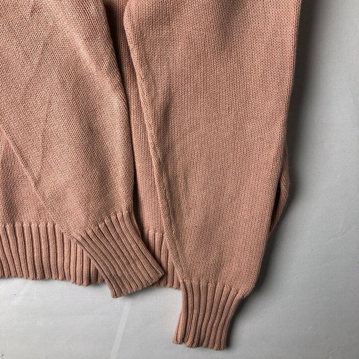 Ralph Lauren POLO by Ralph Lauren V-neck cotton knit sweater, men's size L cotton coral Vintage Second Hand