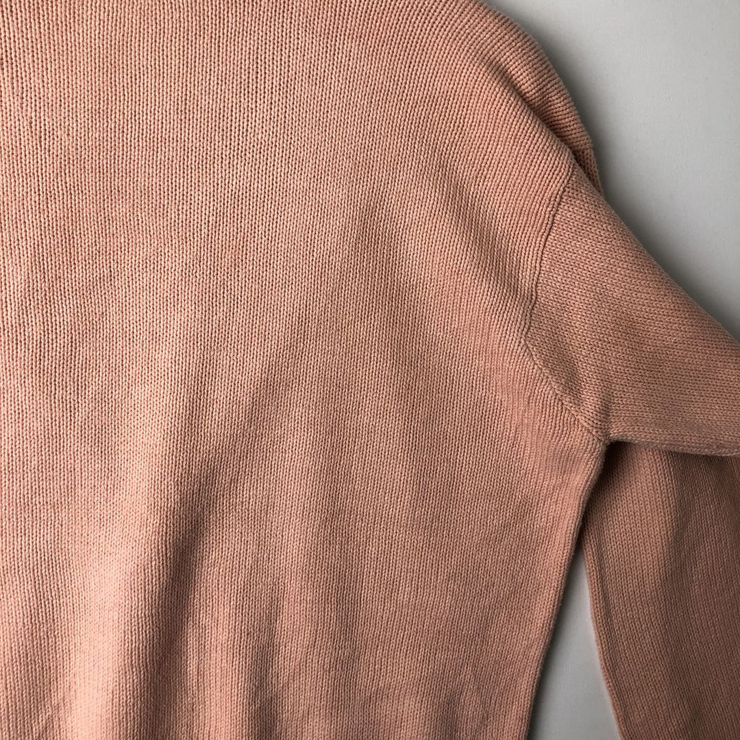 Ralph Lauren POLO by Ralph Lauren V-neck cotton knit sweater, men's size L cotton coral Vintage Second Hand