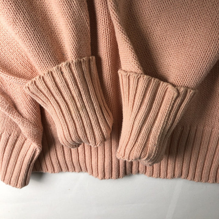 Ralph Lauren POLO by Ralph Lauren V-neck cotton knit sweater, men's size L cotton coral Vintage Second Hand