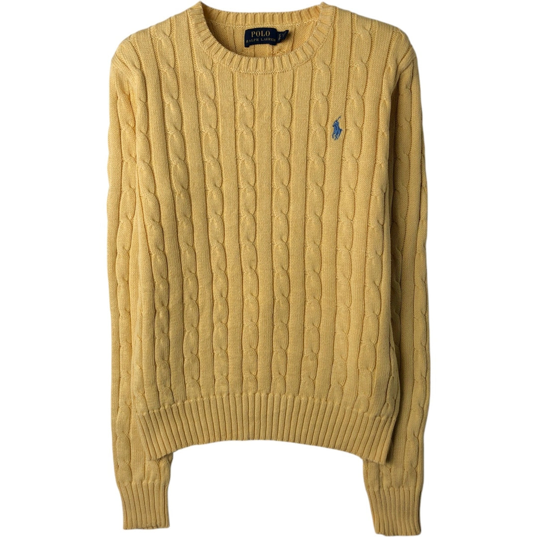 Ralph Lauren POLO RALPH LAUREN Cable knit cotton sweater Women's size S cotton yellow type Vintage Second Hand