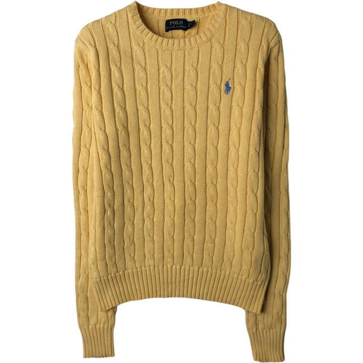 Ralph Lauren POLO RALPH LAUREN Cable knit cotton sweater Women's size S cotton yellow type Vintage Second Hand