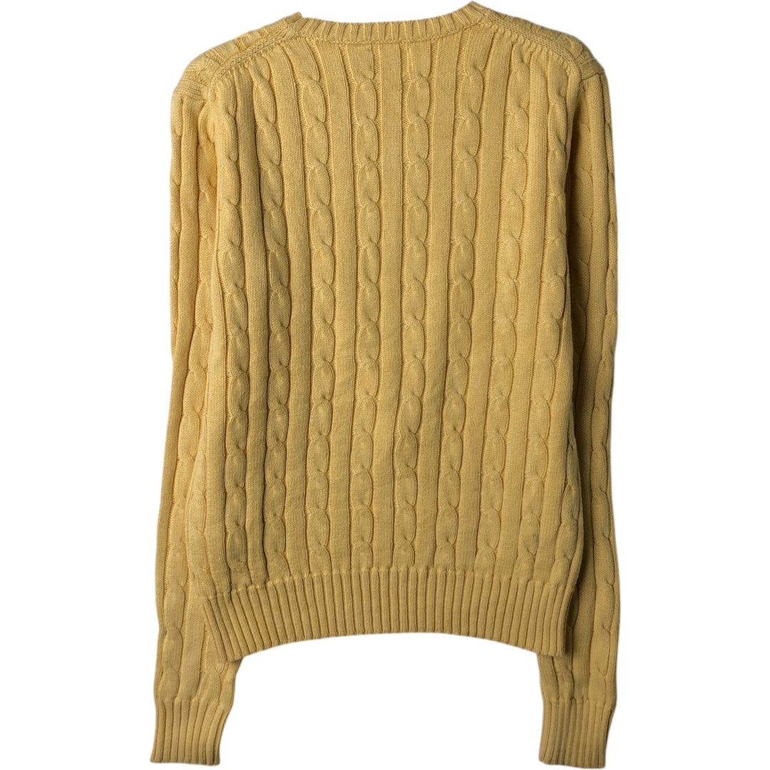 Ralph Lauren POLO RALPH LAUREN Cable knit cotton sweater Women's size S cotton yellow type Vintage Second Hand