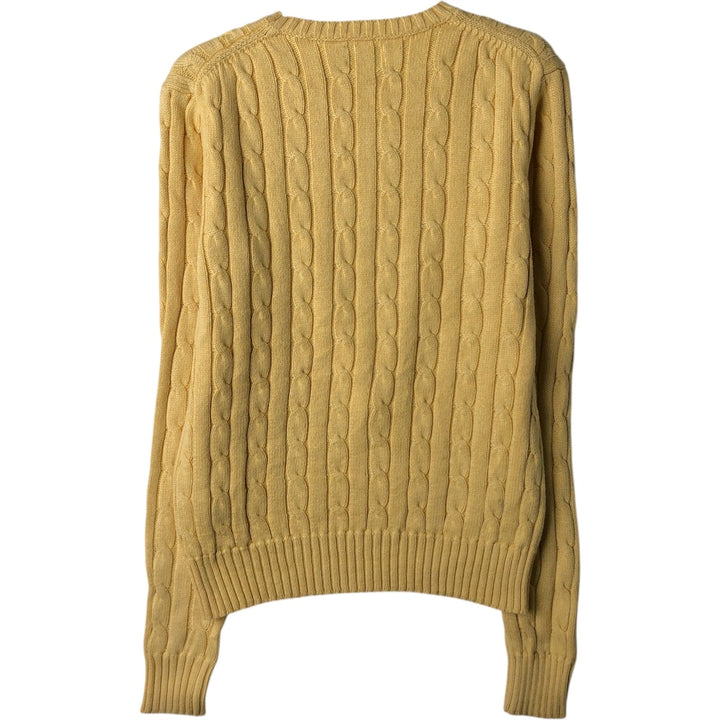 Ralph Lauren POLO RALPH LAUREN Cable knit cotton sweater Women's size S cotton yellow type Vintage Second Hand
