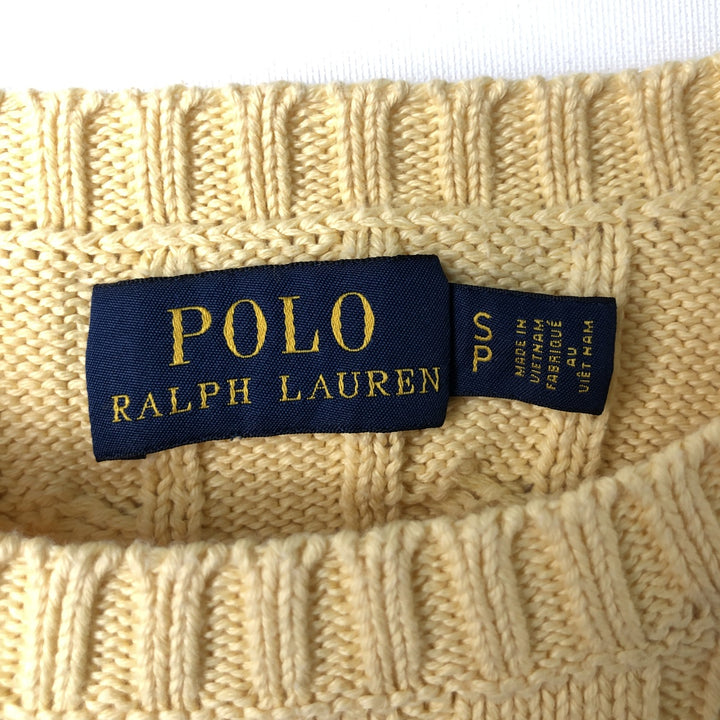 Ralph Lauren POLO RALPH LAUREN Cable knit cotton sweater Women's size S cotton yellow type Vintage Second Hand