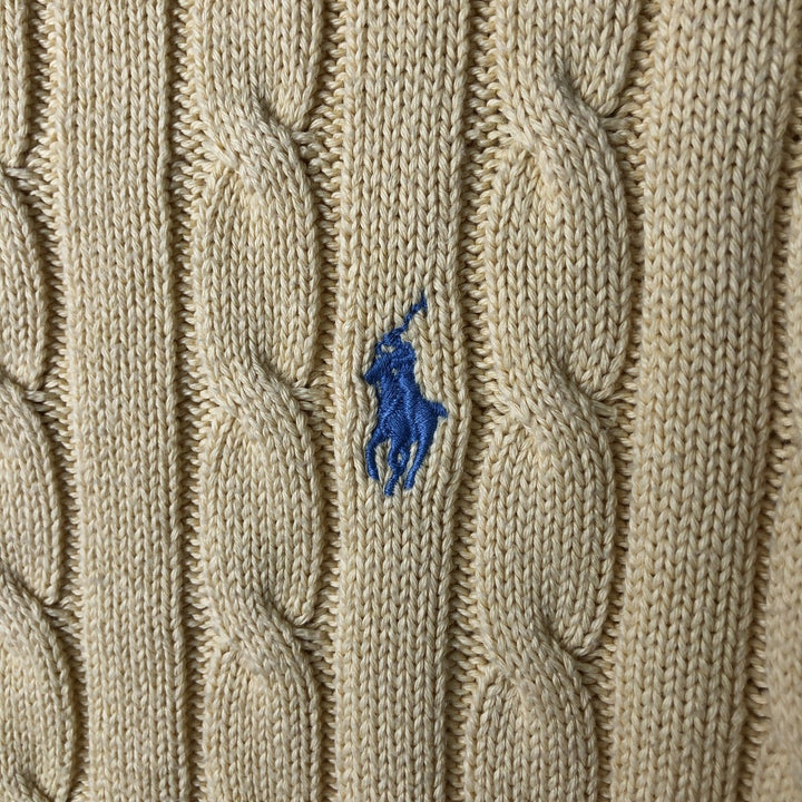 Ralph Lauren POLO RALPH LAUREN Cable knit cotton sweater Women's size S cotton yellow type Vintage Second Hand