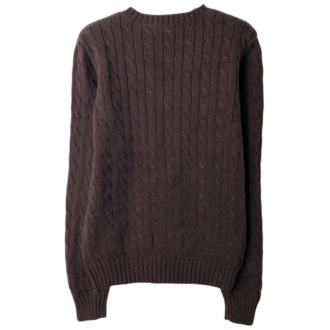 Ralph Lauren RALPH LAUREN SPORT Cable Knit Cotton Knit Sweater Women's Size L cotton brown type Vintage Second Hand