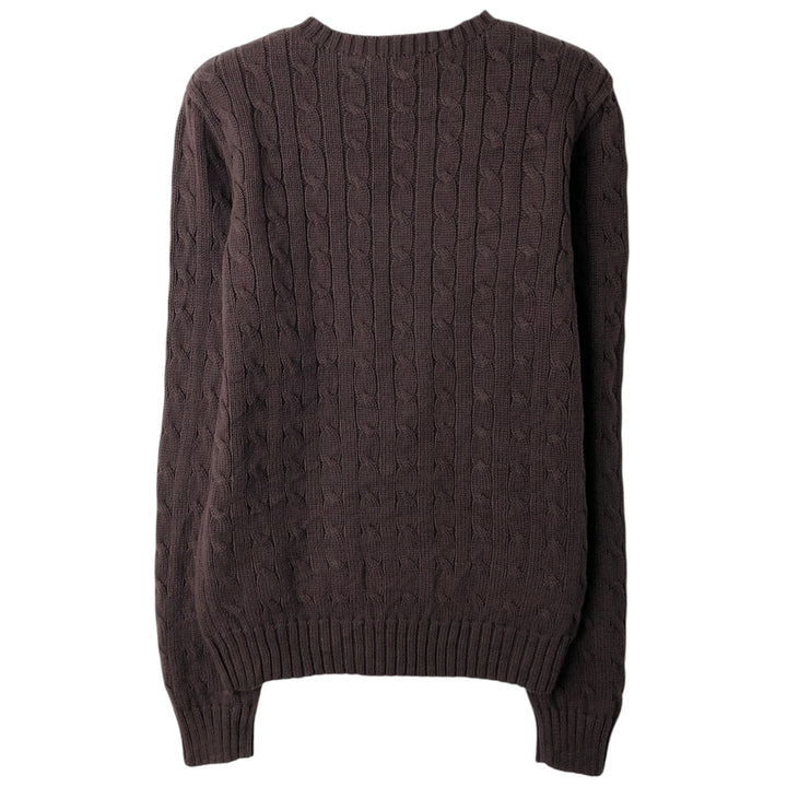 Ralph Lauren RALPH LAUREN SPORT Cable Knit Cotton Knit Sweater Women's Size L cotton brown type Vintage Second Hand