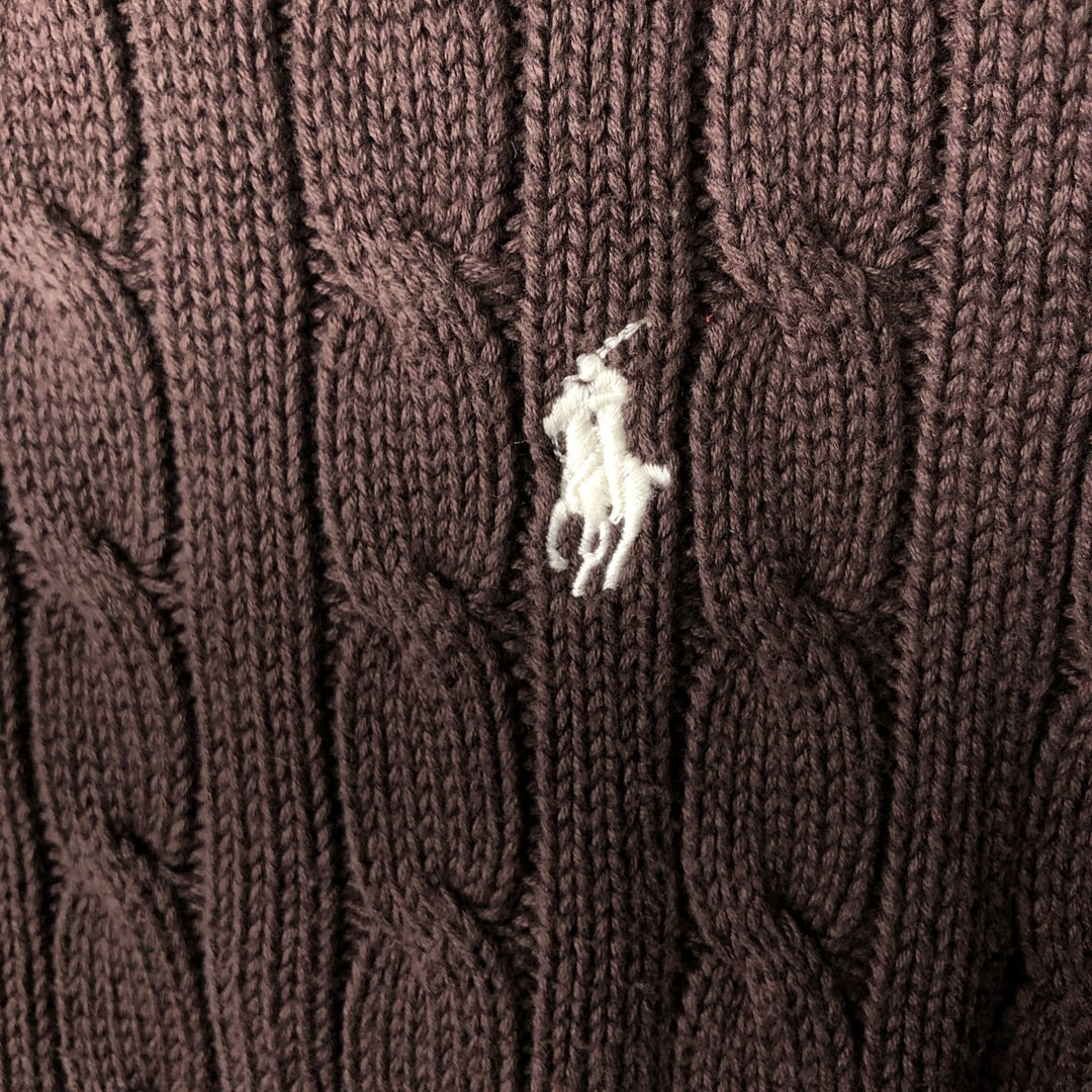 Ralph Lauren RALPH LAUREN SPORT Cable Knit Cotton Knit Sweater Women's Size L cotton brown type Vintage Second Hand
