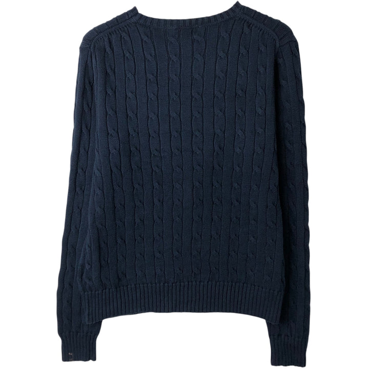 Ralph Lauren POLO RALPH LAUREN Cable knit cotton sweater Women's size L cotton navy blue type Vintage Second Hand