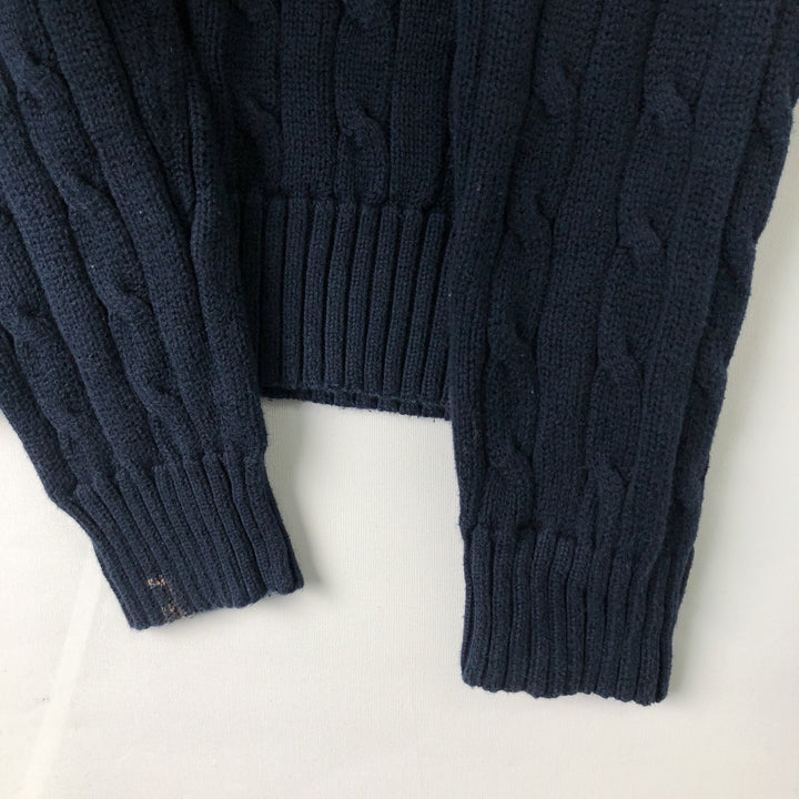Ralph Lauren POLO RALPH LAUREN Cable knit cotton sweater Women's size L cotton navy blue type Vintage Second Hand