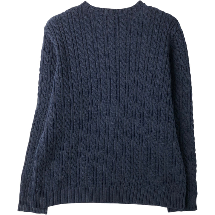Ralph Lauren LAUREN cable knit cotton sweater, women's size L cotton navy blue type Vintage Second Hand