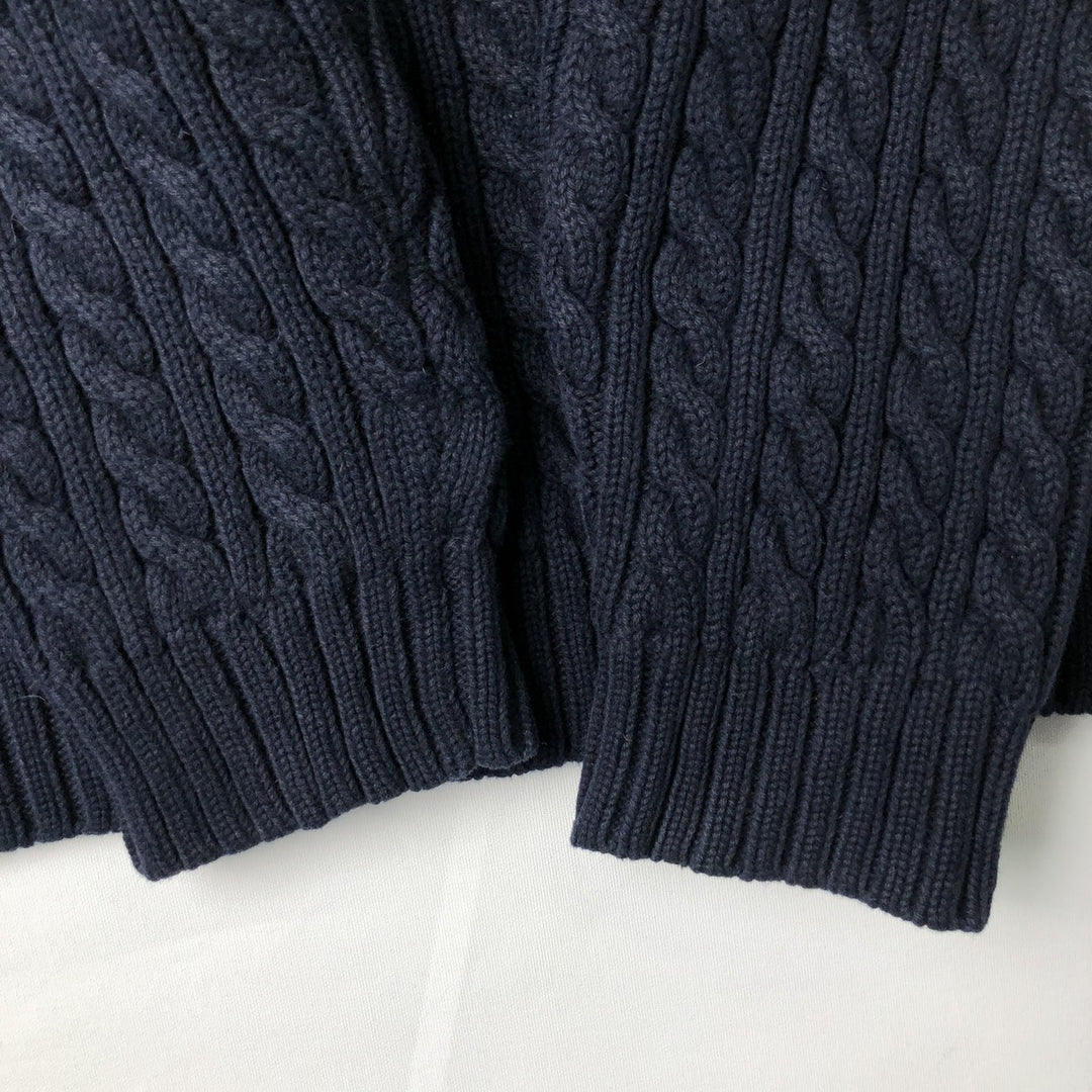Ralph Lauren LAUREN cable knit cotton sweater, women's size L cotton navy blue type Vintage Second Hand