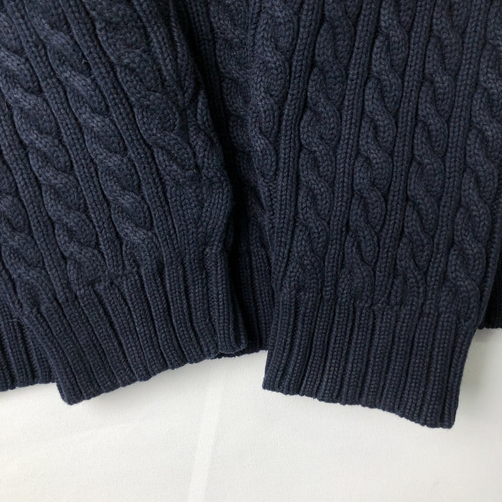 Ralph Lauren LAUREN cable knit cotton sweater, women's size L cotton navy blue type Vintage Second Hand