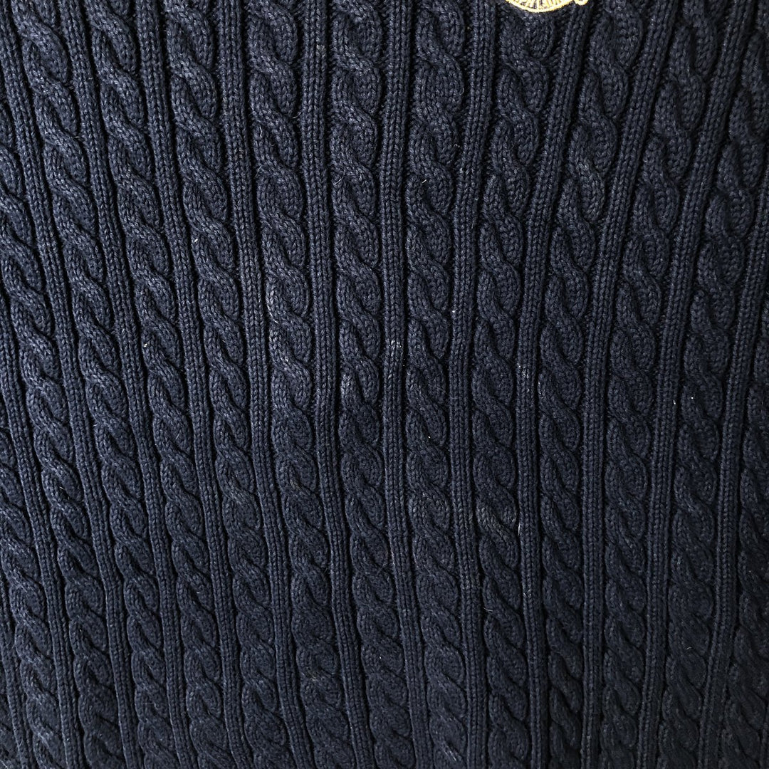 Ralph Lauren LAUREN cable knit cotton sweater, women's size L cotton navy blue type Vintage Second Hand
