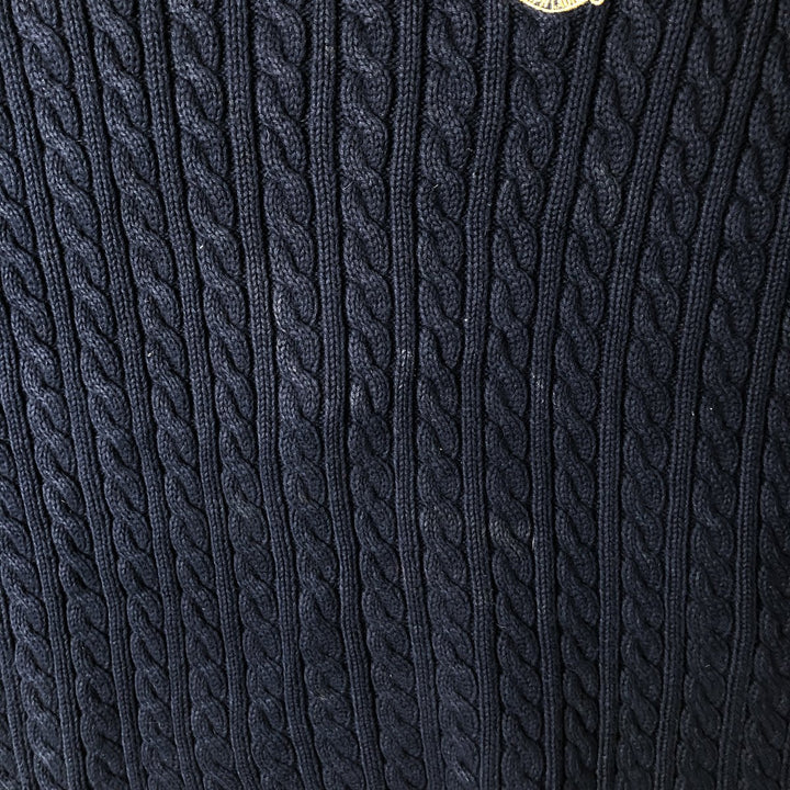 Ralph Lauren LAUREN cable knit cotton sweater, women's size L cotton navy blue type Vintage Second Hand