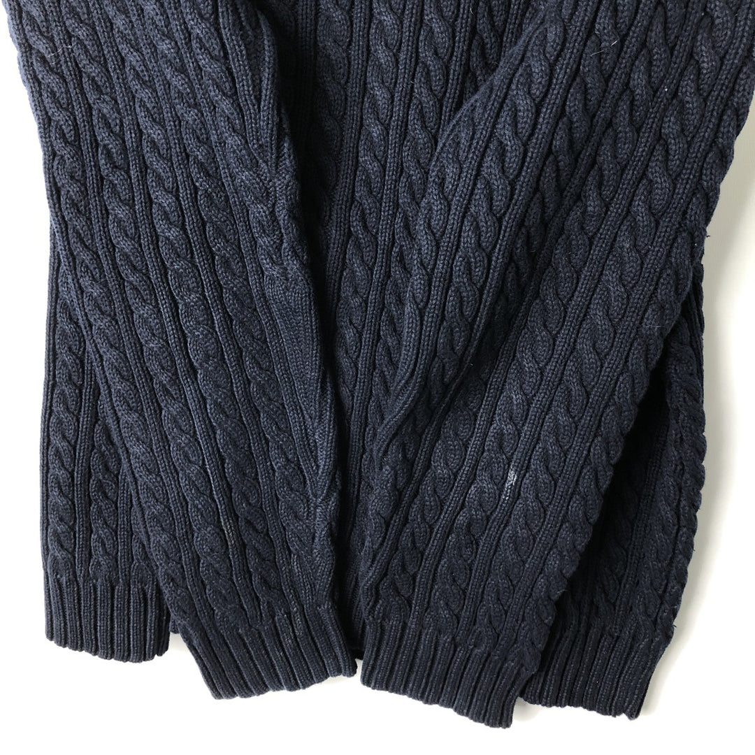 Ralph Lauren LAUREN cable knit cotton sweater, women's size L cotton navy blue type Vintage Second Hand