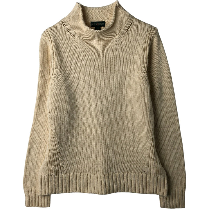 90'S J.Crew Roll Neck Cotton Knit Sweater, Women's Size L (approx.), Vintage cotton ivory Vintage Second Hand