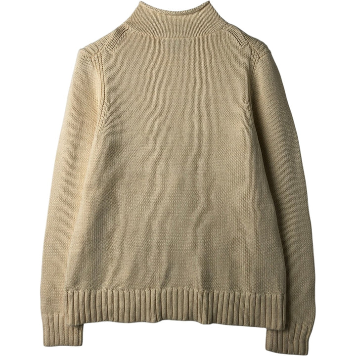 90'S J.Crew Roll Neck Cotton Knit Sweater, Women's Size L (approx.), Vintage cotton ivory Vintage Second Hand