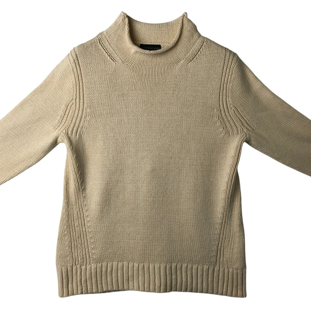 90'S J.Crew Roll Neck Cotton Knit Sweater, Women's Size L (approx.), Vintage cotton ivory Vintage Second Hand