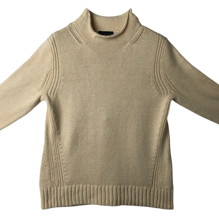 90'S J.Crew Roll Neck Cotton Knit Sweater, Women's Size L (approx.), Vintage cotton ivory Vintage Second Hand