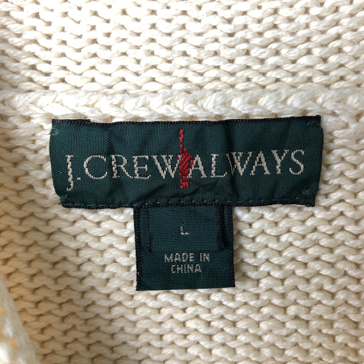 90'S J.Crew Roll Neck Cotton Knit Sweater, Women's Size L (approx.), Vintage cotton ivory Vintage Second Hand