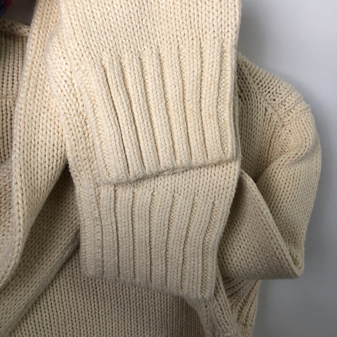 90'S J.Crew Roll Neck Cotton Knit Sweater, Women's Size L (approx.), Vintage cotton ivory Vintage Second Hand
