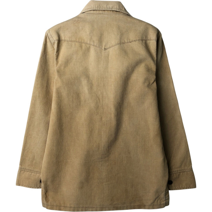 1970'S Levi's Open Collar Long Sleeve Corduroy Shirt, Boxy Fit, Women's Size M (approx.) unclear Beige type Vintage Second Hand