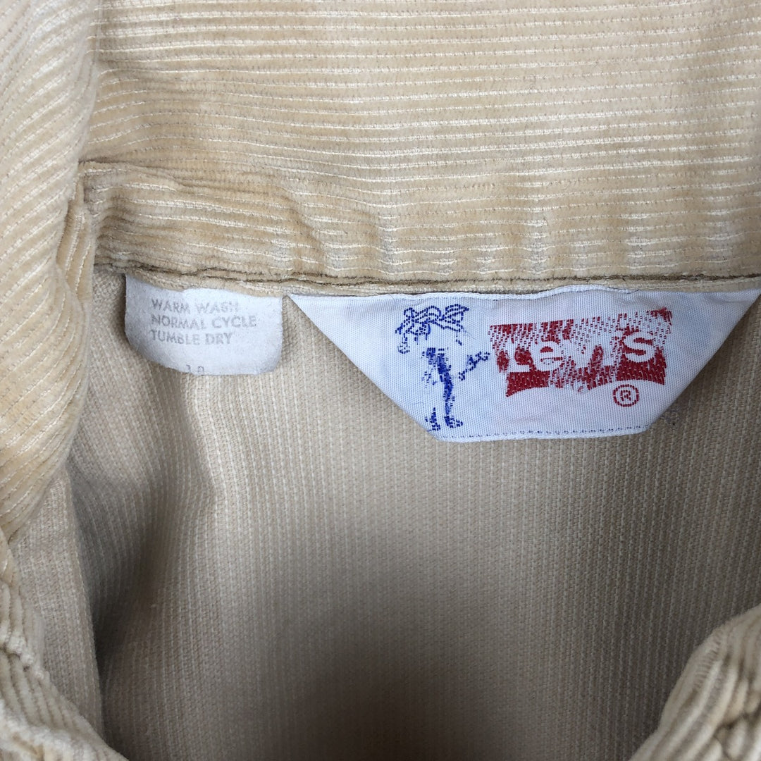 1970'S Levi's Open Collar Long Sleeve Corduroy Shirt, Boxy Fit, Women's Size M (approx.) unclear Beige type Vintage Second Hand